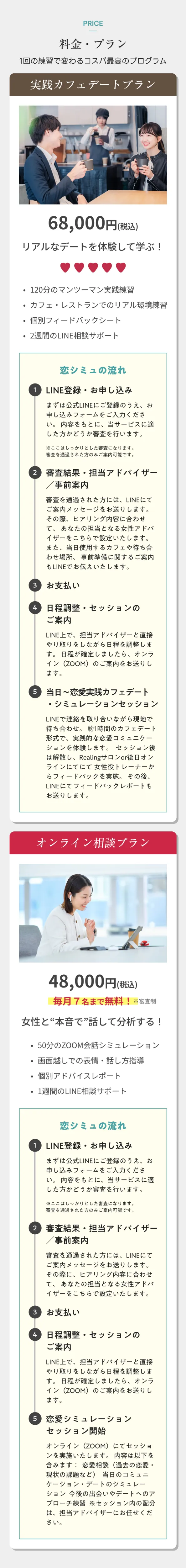 料金・プラン 1回の練習で変わるコスパ最高のプログラム